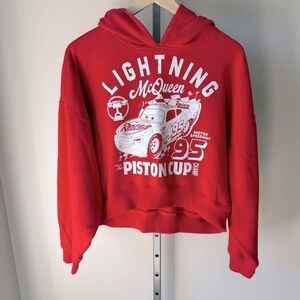 Disney Pixar Cars red and white cropped hoodie size medium
